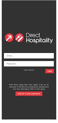 Android Development Client - Direct Hospitality - Login Screen